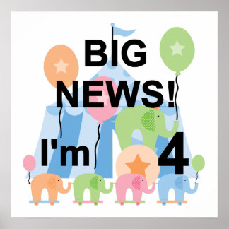 Big News Circus 4e födelsedagen T-tröjor och prese Poster