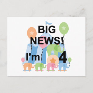 Big News Circus 4e födelsedagen T-tröjor och prese Vykort