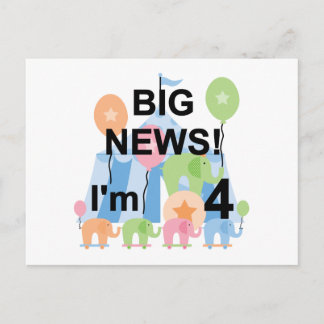 Big News Circus 4e födelsedagen T-tröjor och prese Vykort