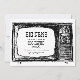 Big News Vintage Retro TV Western Födelsedagsfest Inbjudningar