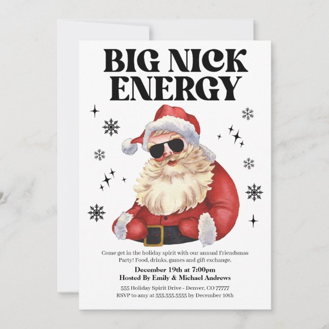 Big Nick Energy Friendsmas julfest inbjudan (Framsida)