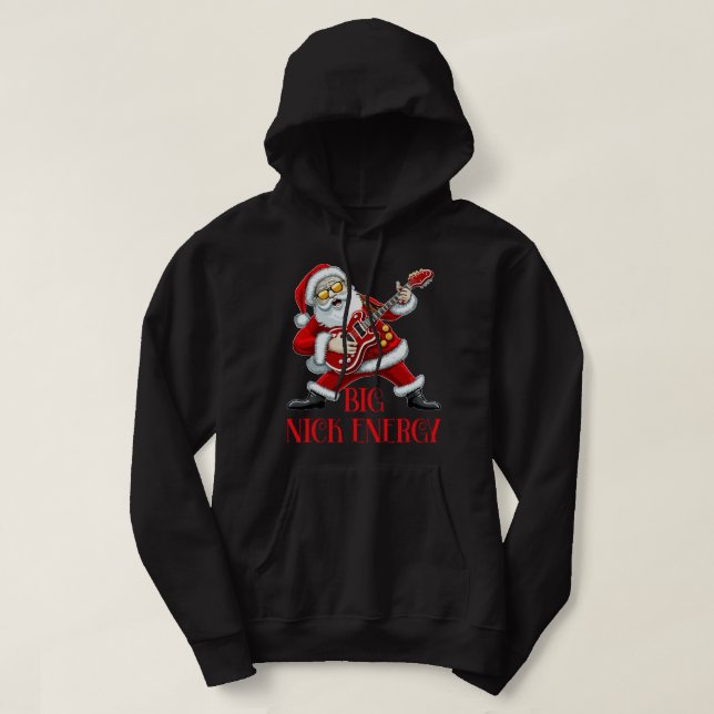 Big Nick Energy Funny jultomten Guitarist Hoodie (Design framsida)
