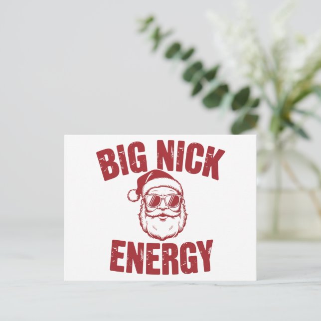Big Nick Energy Funny Santa Rude Joke Helg Vykort (Stående Fram)
