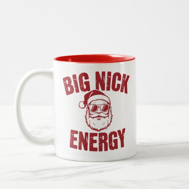 Big Nick Energy Funny Santa Rude Joke Två-Tonad Mugg (Vänster)