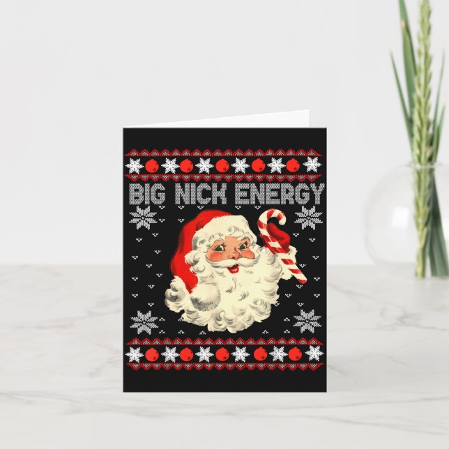 Big Nick Energy Funny Santa Ugly Christmas Sweater Kort (Framsida)