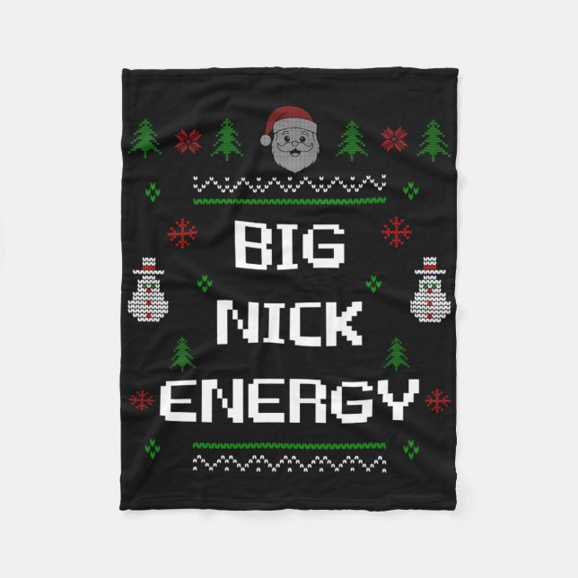 Big Nick Energy Meme Funny Julafton Helgdag jul Fleecefilt (Framsidan)