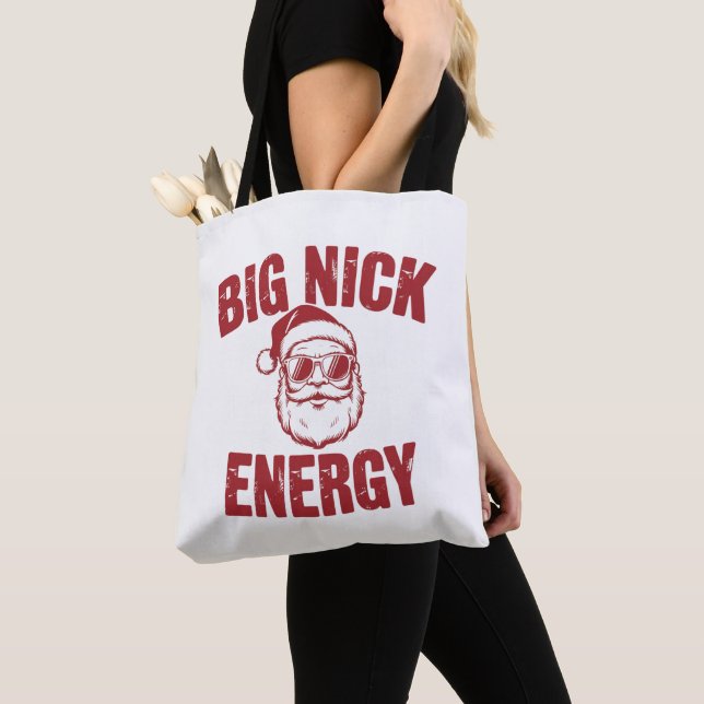 Big Nick Energy Rolig Tomte Otrevlig Julskämt  Tygkasse (Närbild)