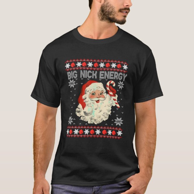 Big Nick Energy Santa Ugly God jul Flickor T Shirt (Framsida)
