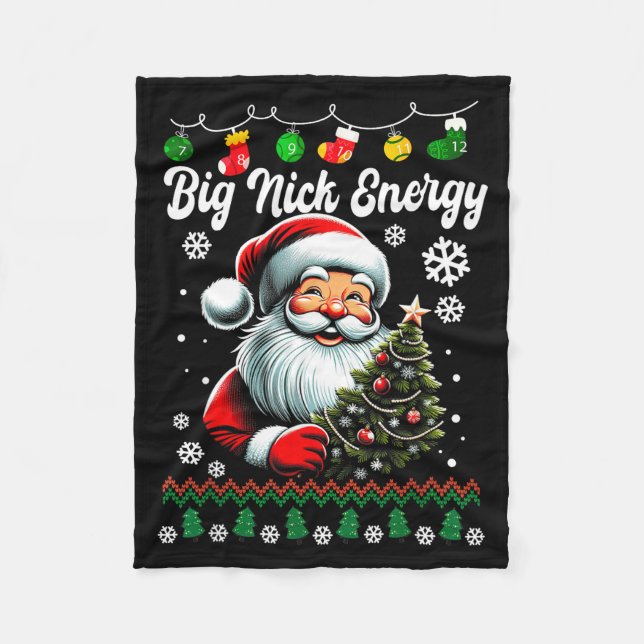 Big Nick Energy Santa Xmas Ugly Christmas Sweater  Fleecefilt (Framsidan)