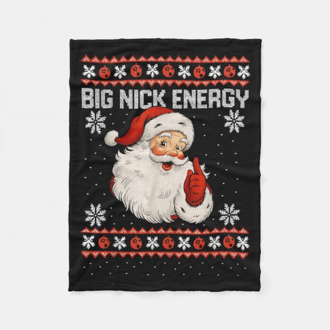 Big Nick Energy Santa Xmas Ugly Christmas Sweater  Fleecefilt (Framsidan)
