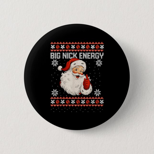 Big Nick Energy Santa Xmas Ugly Christmas Sweater  Knapp (Framsida)