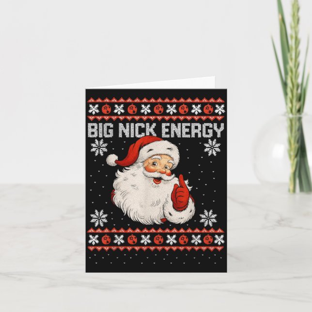 Big Nick Energy Santa Xmas Ugly Christmas Sweater  Kort (Framsida)