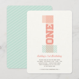 Big Number 1 Rand Flicka 1:a födelsedagen Party Inbjudningar