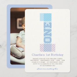 Big Number 1 Rand Pojke 1:a födelsedagen Party Inbjudningar