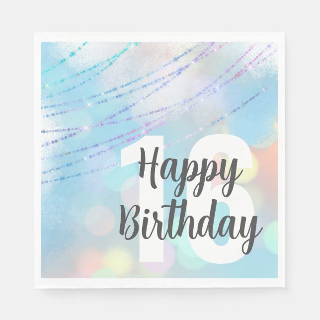 Big Number Bokeh Birthday Lunch Napkins Pappersservett (Framsidan)