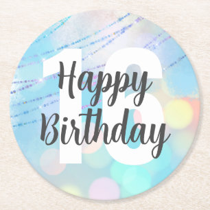 Big Number Bokeh Birthday Underlägg Papper Rund