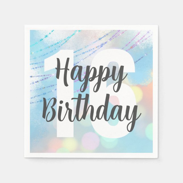 Big Number Bokeh Födelsedagsfest Napkins Pappersservett (Framsidan)