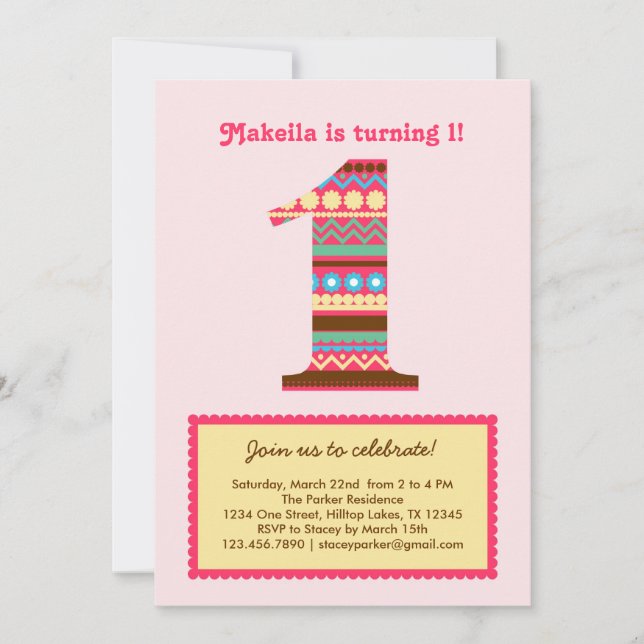 Big Number en födelsedagsinbjudan Inbjudningar (Framsida)