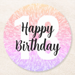 Big Number Mandala Birthday Papper Underlägg Rund