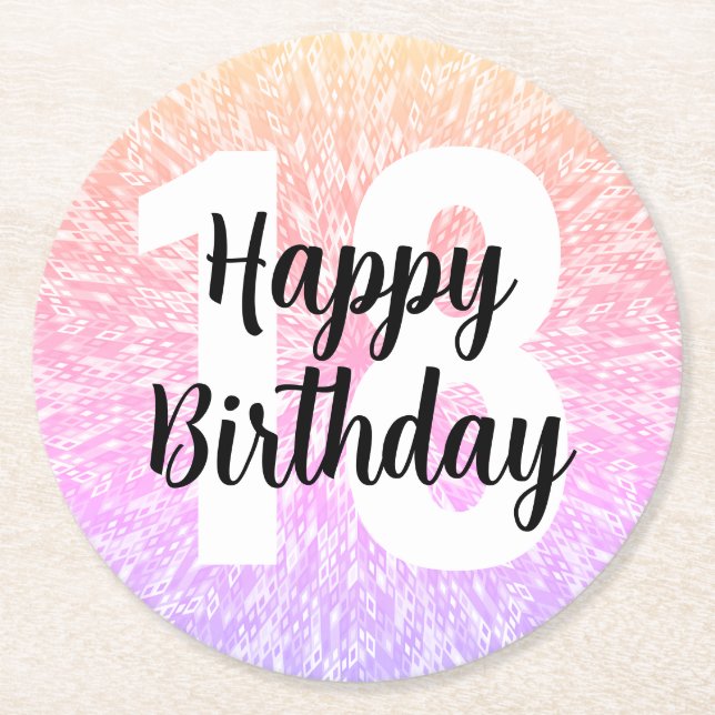 Big Number Mandala Birthday Papper Underlägg Rund (Framsidan)