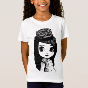 Big Öga gulla Girl Fedora hat Original Art T Shirt