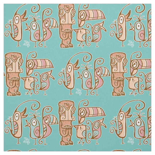 Big Öga Tiki med fåglar Tyg (Provkarta)