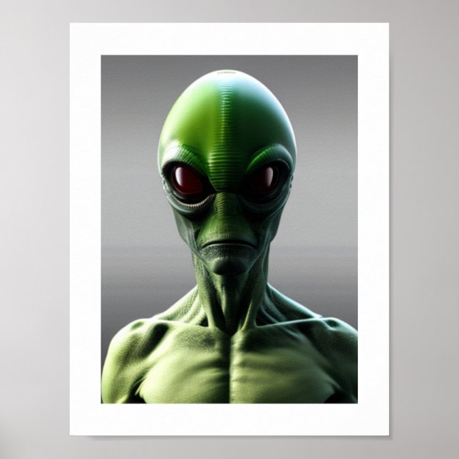 Big Ögon Grönt Alien Poster (Framsidan)