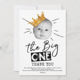Big One First Birthday Photo Black White Tack Kort