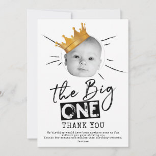 Big One First Birthday Photo Black White Tack Kort
