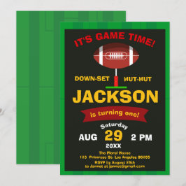 Big One Football Fält-idrotten spelade Boy Birthda Inbjudningar