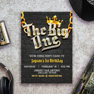 Big One - Hip hop - 1a Birthday Inbjudningar
