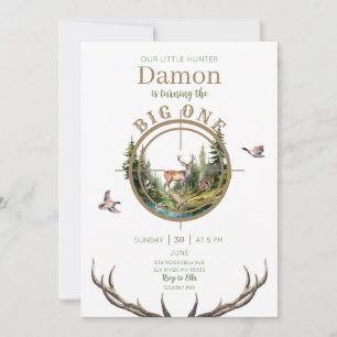 Big One Hunting First Birthday-inbjudan Inbjudningar