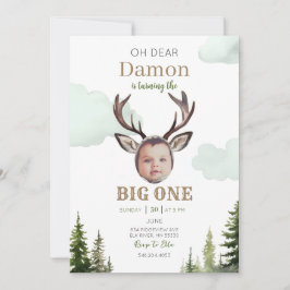Big One Hunting First Birthday Photo-inbjudan Inbjudningar