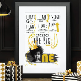 BIG ONE-milstolpdiagram Svartvit Gult Poster