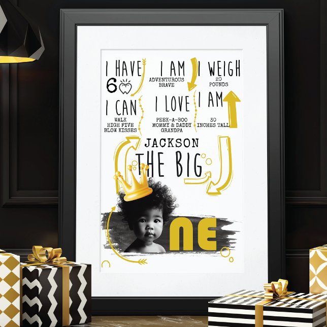 BIG ONE-milstolpdiagram Svartvit Gult Poster (Skapare uppladdad)