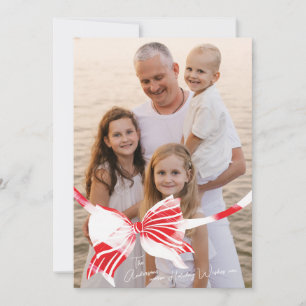 Big One Photo White och Red Ped Tied med Bow Julkort