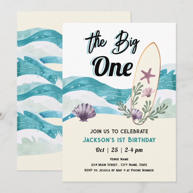 Big One Surfing 1st Inbjudningar (Fram/baksida)