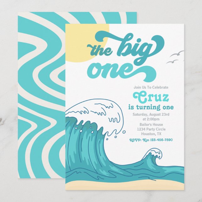 Big ONE Surfing-inbjudan | Surfing-inbjudan Inbjudningar (Fram/baksida)