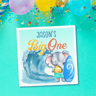 Big One surfstrand 1:a födelsedag party elefant Pappersservett