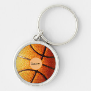 Big Orange PLY Basketball Rund Silverfärgad Nyckelring