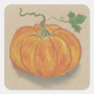 Big Orange Pumpkin Fyrkantigt Klistermärke