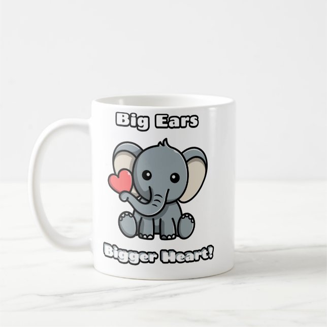 Big Öron Bigger Heart! Adsible Elephant Kaffemugg (Vänster)