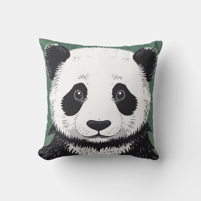 Big Panda Ansikte Aesthetic Pillow Kudde (Framsida)