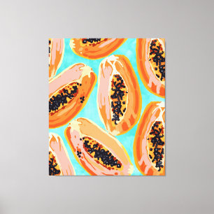 Big Papaya Watercolor Painting, Tropical Fruits Canvastryck