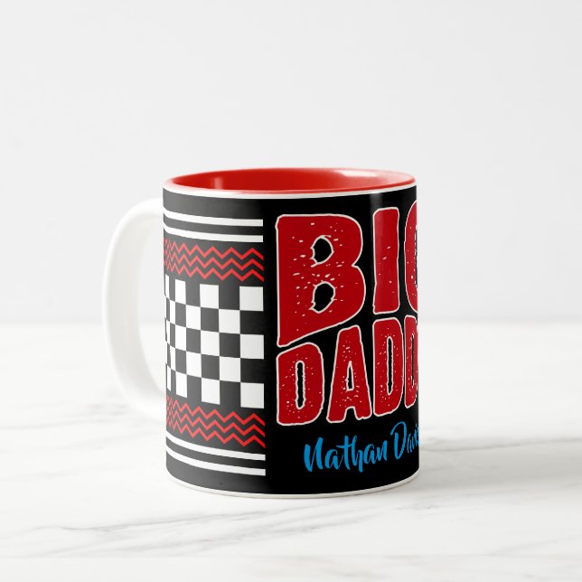 Big Pappa med ditt namn på Black Två-Tonad Mugg (Framsida vänster)