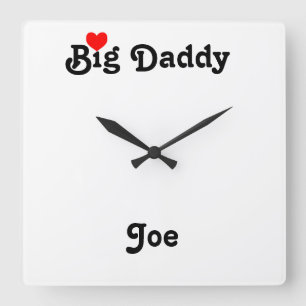 Big pappa med Red Heart Square Wall Clock Fyrkantig Klocka