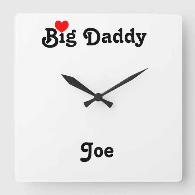Big pappa med Red Heart Square Wall Clock Fyrkantig Klocka (Framsida)