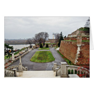 Big Park Kalemegdan by Donau River Serbien Hälsningskort