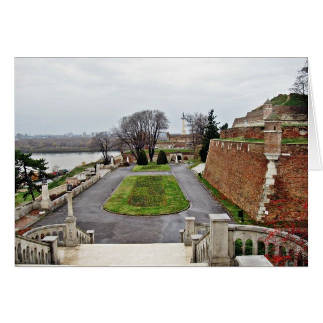 Big Park Kalemegdan by Donau River Serbien Hälsningskort (Framsidan Horizontal)