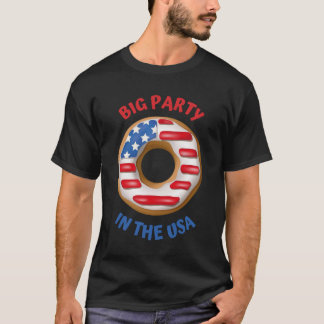 Big Party USA Patriotic Donut Shirt T Shirt